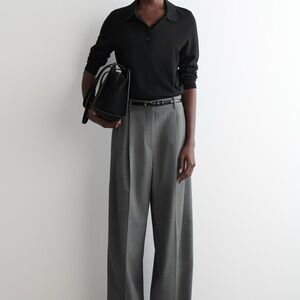 COS RELAXED TWILL WIDE-LEG TROUSERS